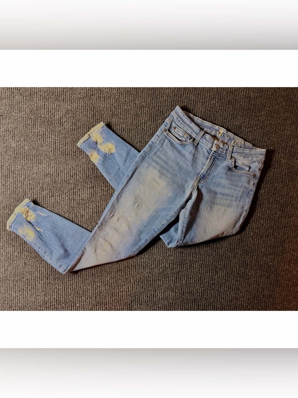 7 For All Mankind The Ankle Skinny Distressed Jeans Size 28